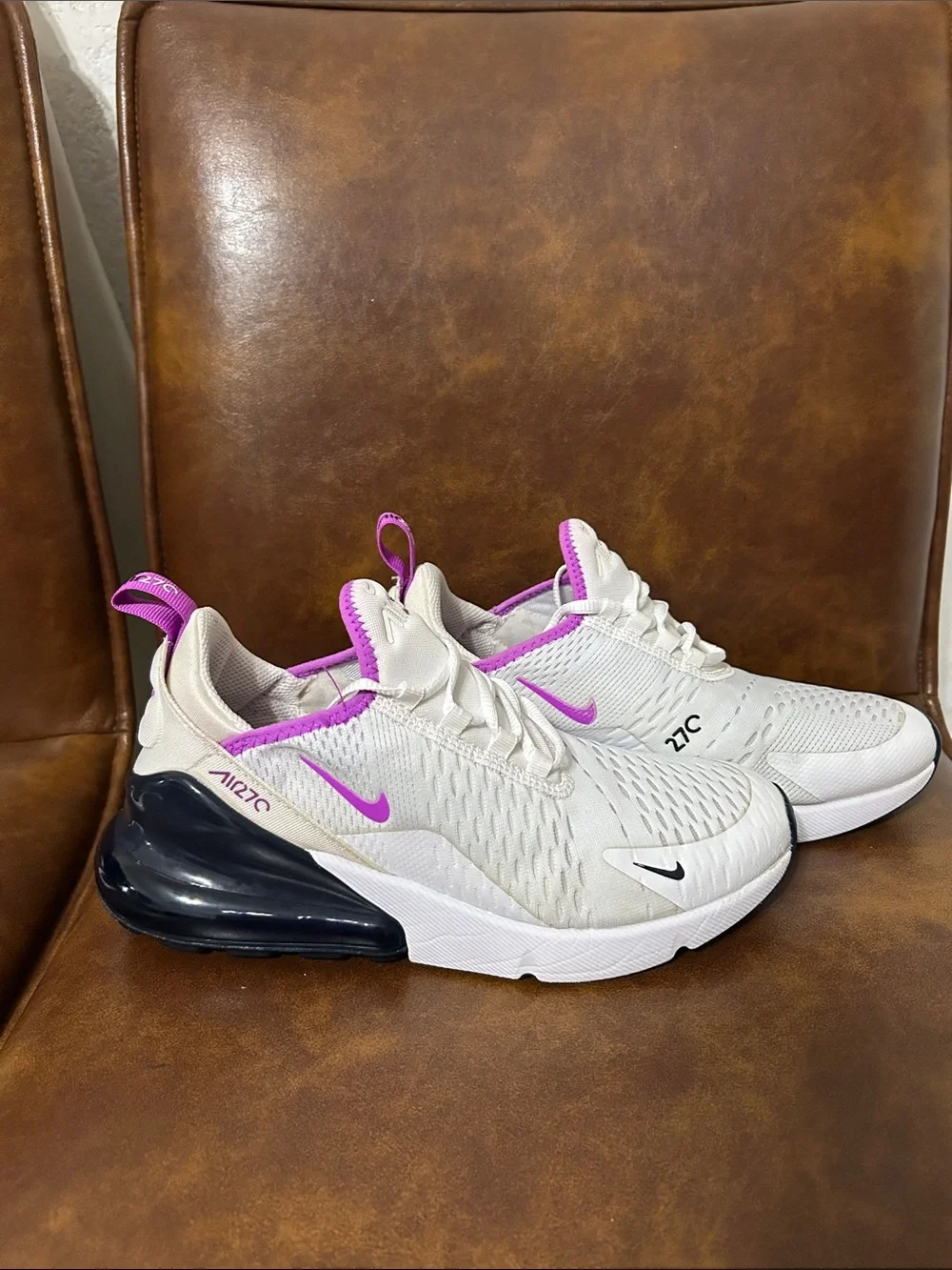 Nike  Air270 Sneakers - White with Purple Accents